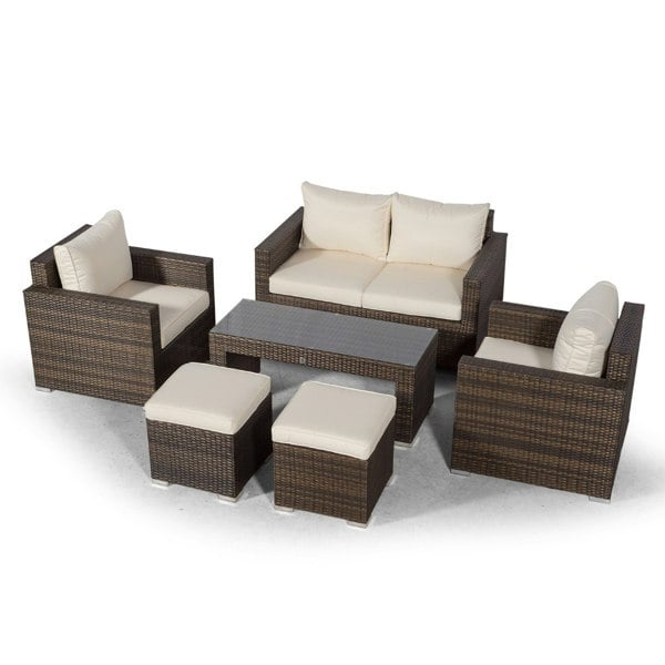 Giardino Sydney 4 Seater Rattan Sofa Set with Coffee Table and 2 Stools