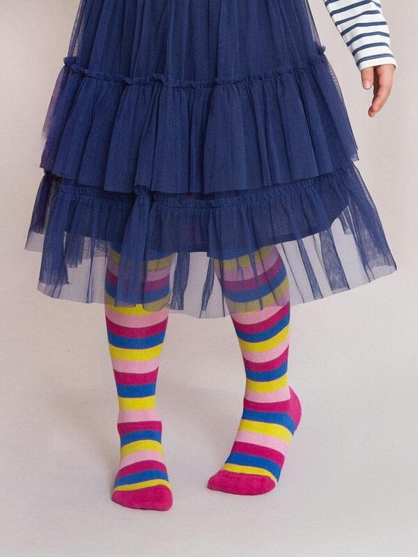Kite Girls Organic Stripy Tights Peony