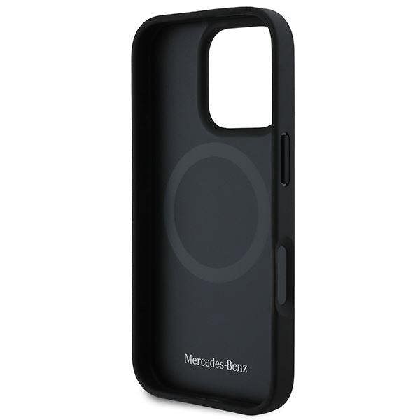 Mercedes MB Blue Line Leather Case with MagSafe for iPhone 16 Pro 6.3" Black - MEHMP16L23RURBK