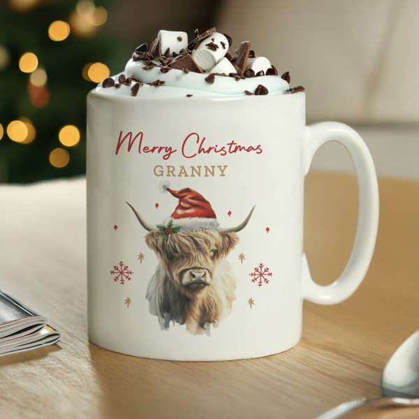 Personalised Memento Company Personalised Highland Cow Christmas Mug