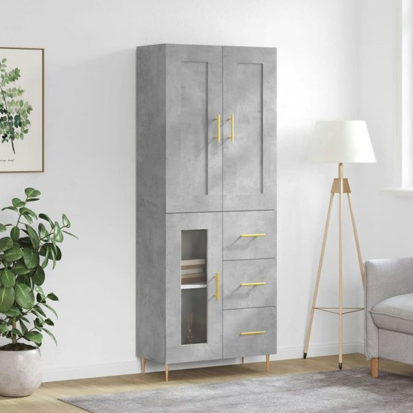 Berkfield Highboard Concrete Grey 69.5x34x180 cm Engineered Wood