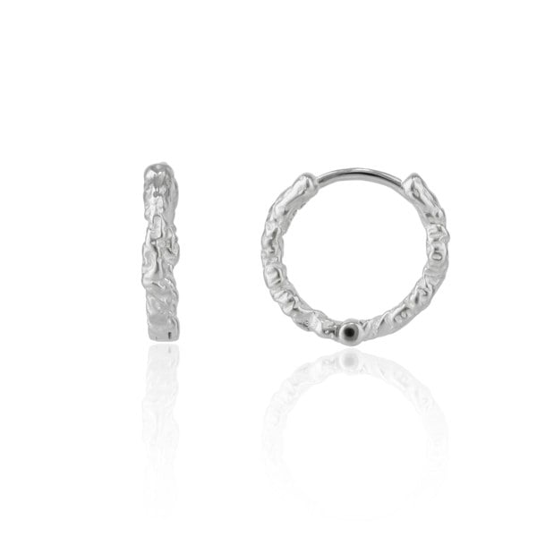 Spero London Molten Wavy Sterling Silver Textured Hoop Earrings