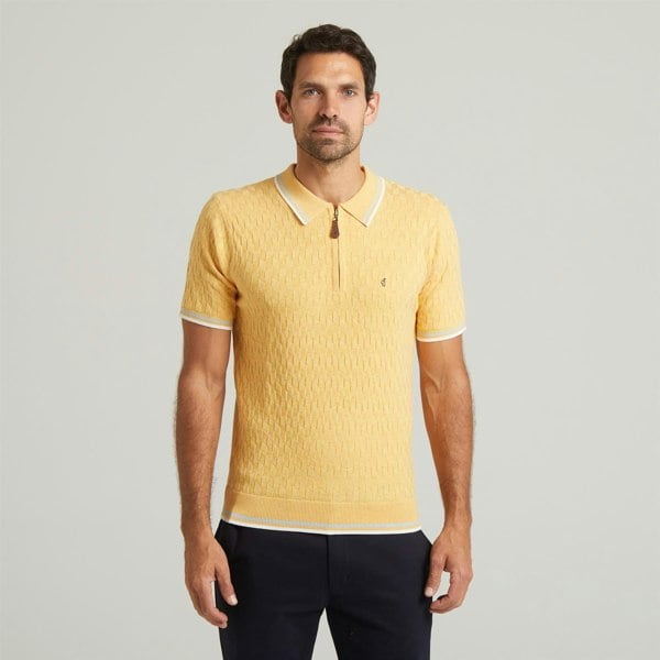 Gabicci G54M08 Mens Short Sleeve Zip Neck Knitted Polo Gabicci Classic - PINEAPPLE