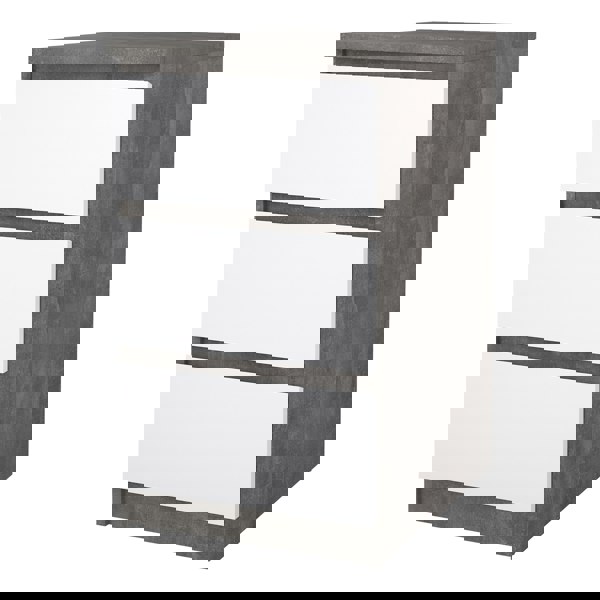 Furniture To Go Naia Bedside 3 Drawers in Concrete and White High Gloss