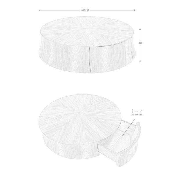 Angel Cerdá Round Walnut Coffee Table 2178