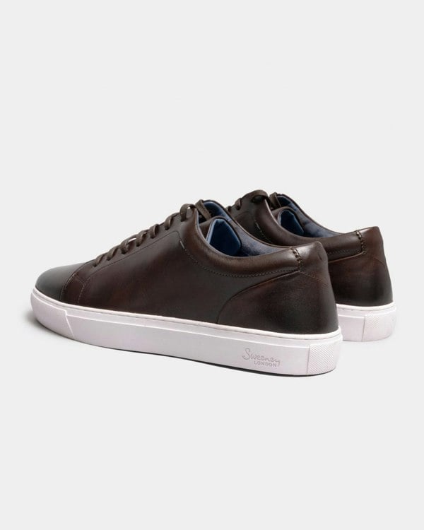 Oliver Sweeney Hayle Antiqued Calf Leather Mens Trainers - Brown