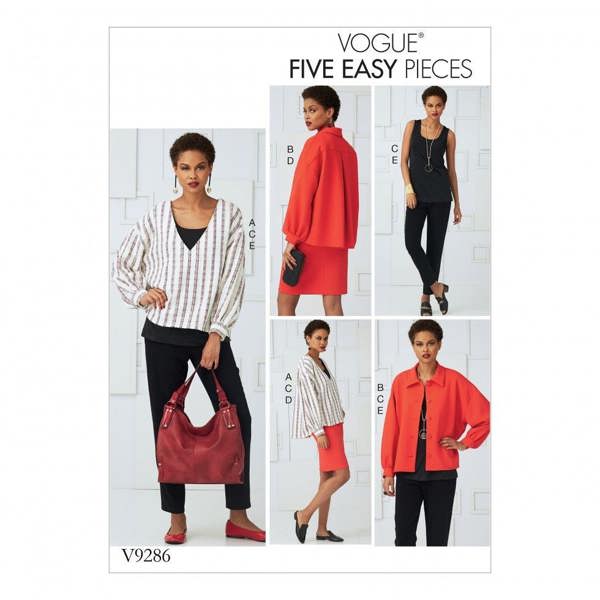 Vogue Sewing Pattern 9286, Tops, Skirts, Trousers for Women, Y (XSM-SML-MED) - Easy