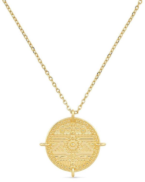 Chunky 18K Gold Aztec Coin Medallion Necklace - Necklaces - Elk & Bloom
