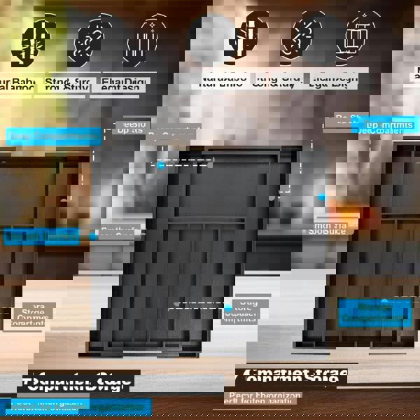 MANTRARAJ Bamboo Cutlery Drawer Organiser 5-7 Compartment Expandable Cutlery Tray Utensil Holder