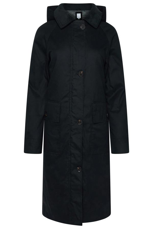 Elle Waxed Cotton Long Coat