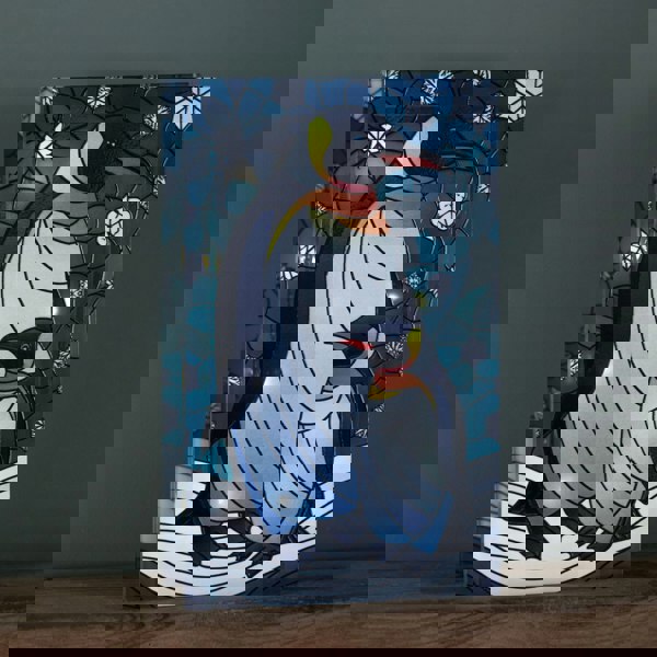 Samuel Alexander 21cm Battery Operated Light up Double Sided Stained Glass Mother & Baby Penguin Decoration with LEDs