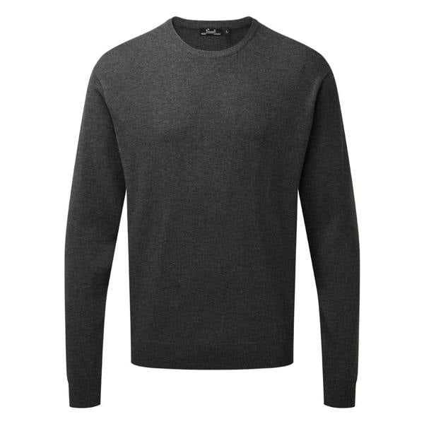 Premier Adults Unisex Cotton Rich Crew Neck Sweater - Charcoal