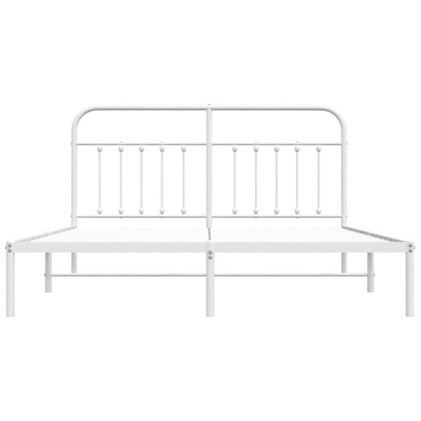 Berkfield Metal Bed Frame with Headboard White 180x200 cm