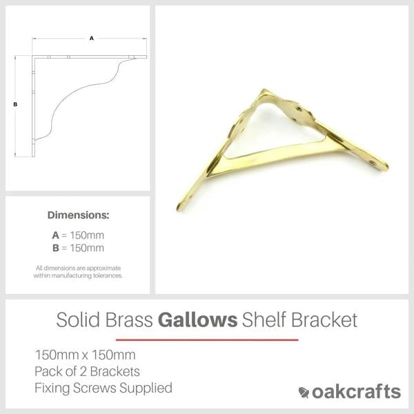 Pair of Solid Brass Gallows Style Shelf Brackets