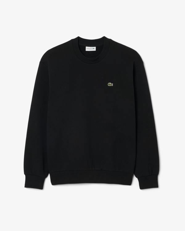 Lacoste Fleece Mens Classic Fit Sweater - Black 031 | CHO | Designer Mens Crew Neck Sweatshirts
