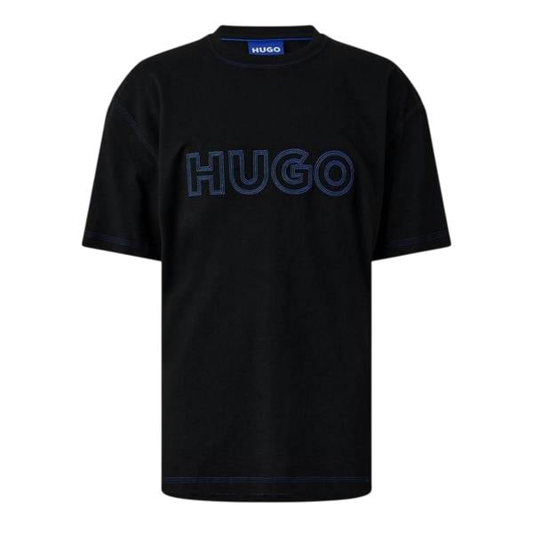 Hugo Mens Embroidered Logo Stitched T-Shirt - Black - 