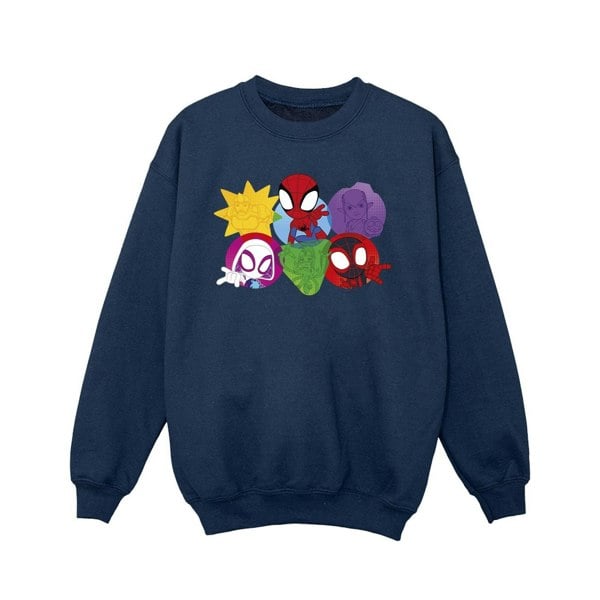 Marvel Girls Spidey And His Amazing Friends Faces Sweatshirt - Navy Blue