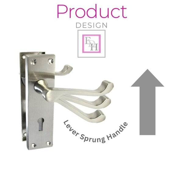 EDH Door Hardware Satin Nickel Victorian Scroll Lock Door Handles + 3 Lever Mortice Sash Lock Set1