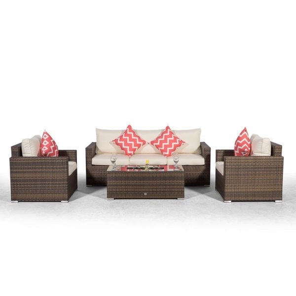 Giardino Sydney 5 Seater Rattan Sofa Set with Drinks Cooler Coffee Table