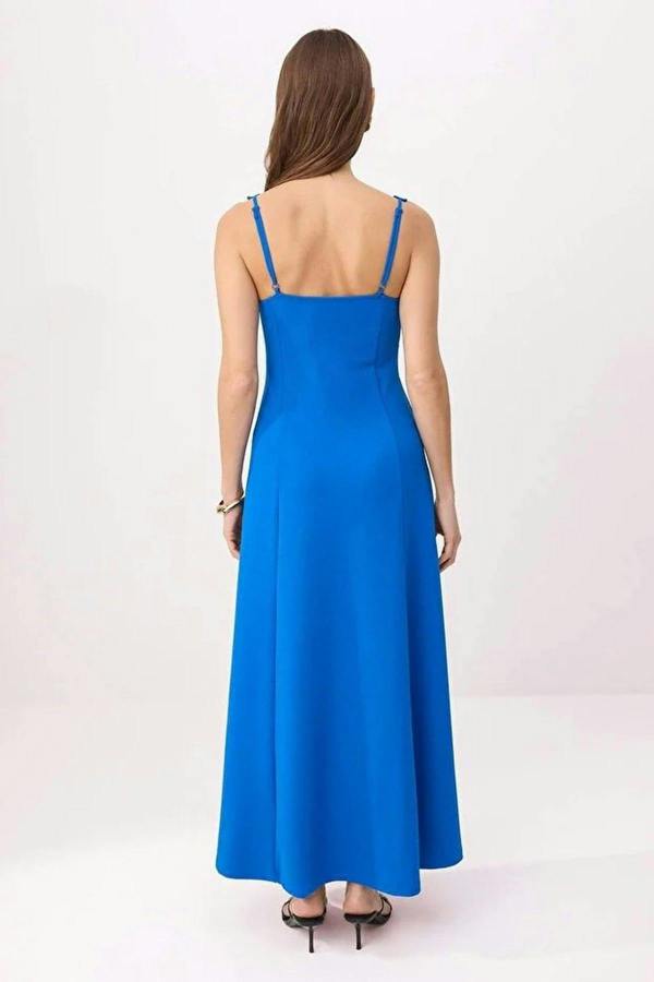 WOVCOR Heart Neck Maxi Scuba Crepe Knit Dress