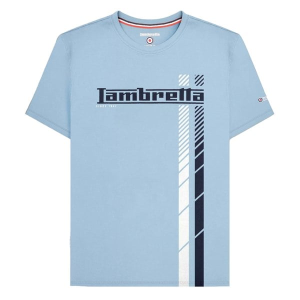 Lambretta Mens SS25 Racing Stripe T-Shirt - Sky