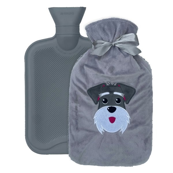 ChilliPak Hot Water Bottle with Sherpa Fleece Cover - 2 Litre - Schnauzer