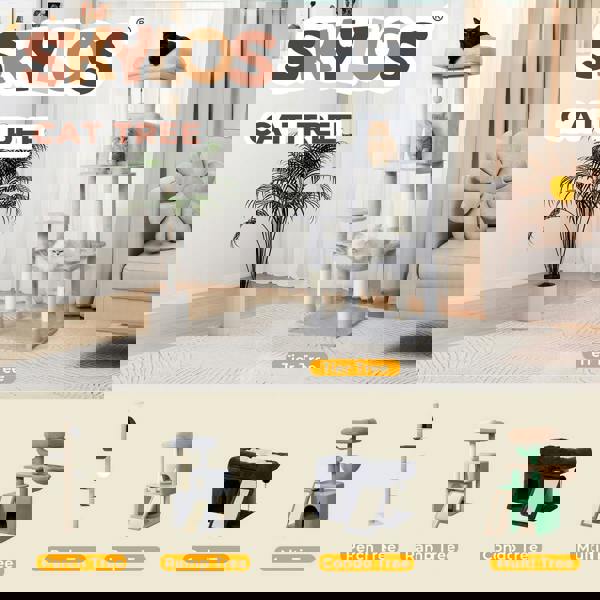 Skylos Cat Tree Activity Center Scratching Post with Condo Perch Bed Hammock