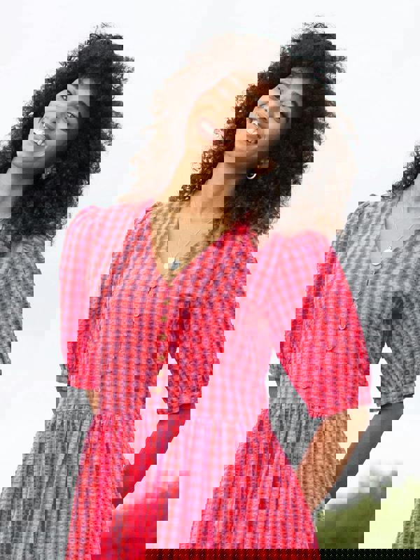 Kite Womens Organic Worgret Seersucker Dress Gingham