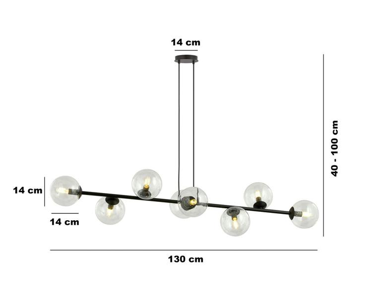 Emibig ROSSI Pendant lamp  8 x E14 Black with Transparent Shade