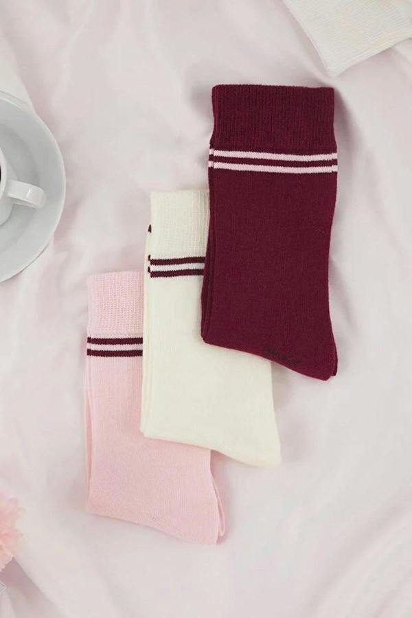 WOVCOR 3-Pack Cotton Striped Jacquard Knit Socks