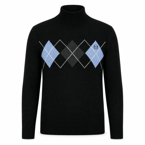 Sergio Tacchini Moretti Knitted Roll Neck Jumper Black/Charcoal Marl/Country Blue