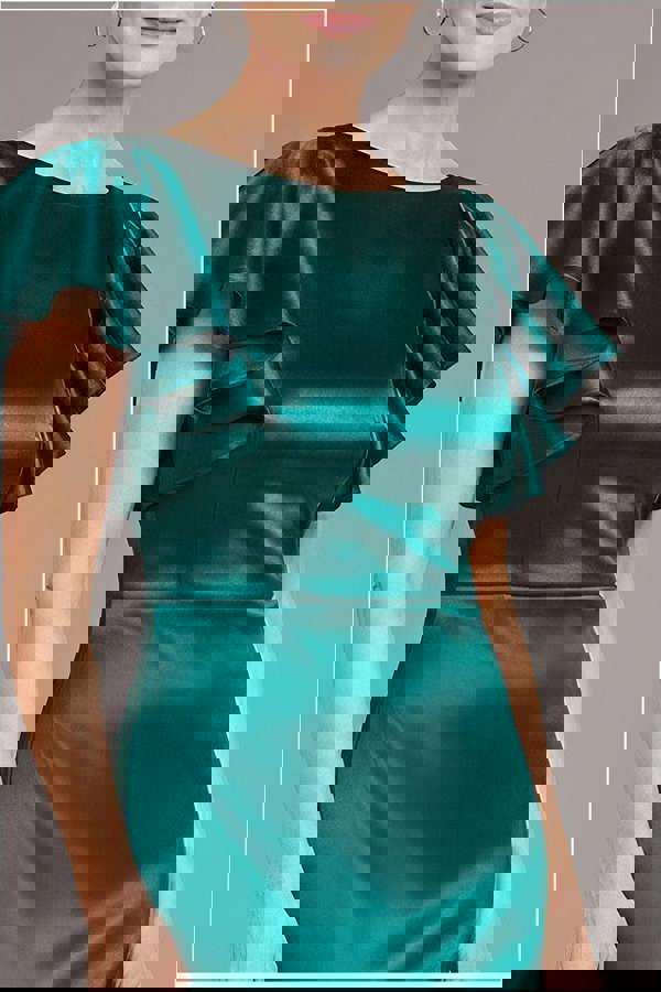 Satin Flutter Sleeve Mermaid Maxi - Emerald Green DR3954M