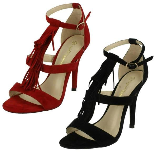 Anne Michelle Ladies Anne Michelle Heeled Sandals With Ankle Buckle