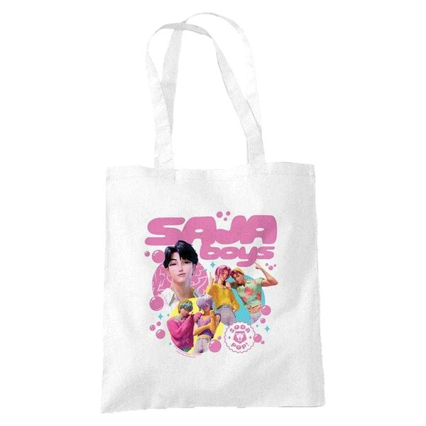 K-Pop Demon Hunters Bubbles Saja Boys Reusable Tote Bag - White
