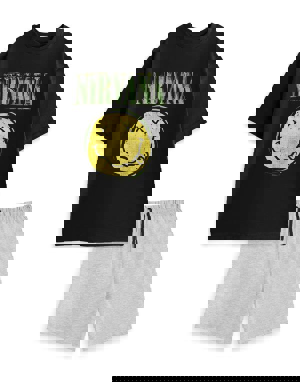 Nirvana Mens Black Classic Logo Short Sleeve Short Leg Pyjama Set