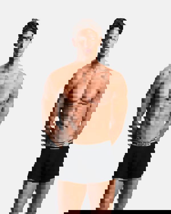 Emporio Armani 3-Pack Mens Trunks with Eagle Logo Waistband - Black/Black/Black