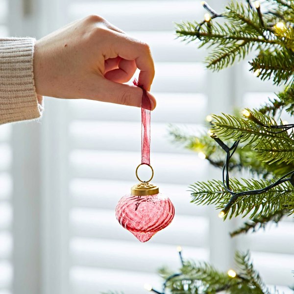 Paper High Set of 4 Keya Coloured Recycled Glass Raindrop Baubles