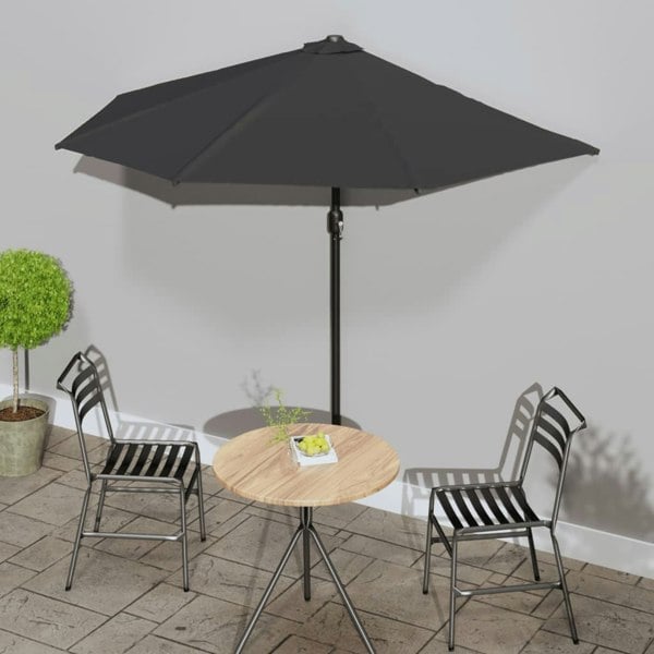 Berkfield Balcony Parasol with Aluminium Pole Black 270x144x222 cm Half