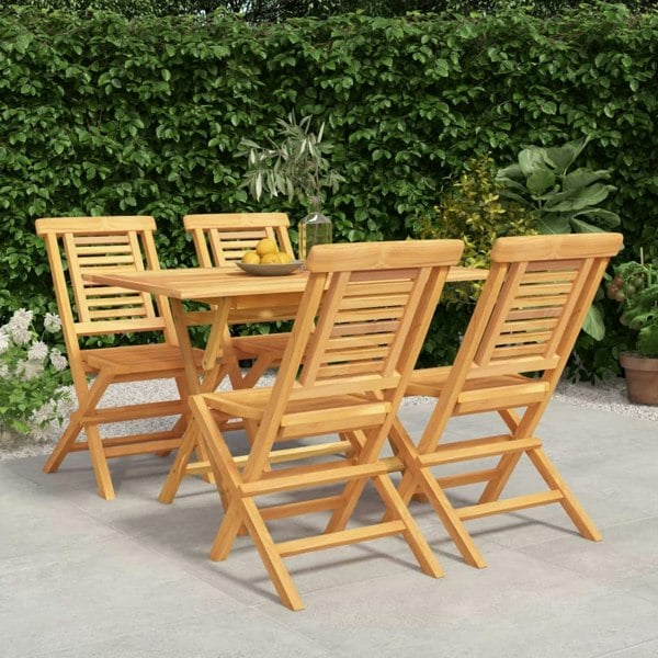 Berkfield 5 Piece Garden Dining Set Solid Wood Teak