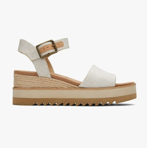 TOMS DIANA Womens Canvas Wedge Sandals Natural