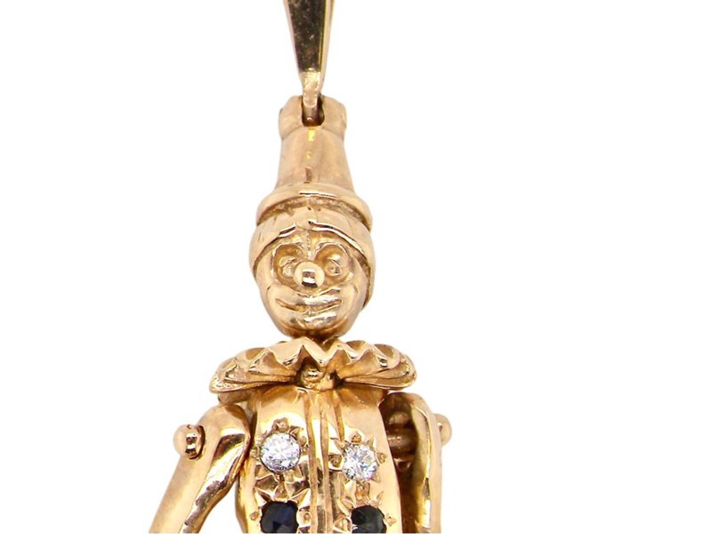 Vintage Tom A large 9 carat gold Clown Pendant