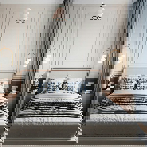 Scallop Edge Natural Textured Linen Coolie Lamp Shade with Green Trims Image 7