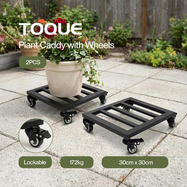 Toque Plant Caddy with Wheels Heavy Duty Rolling Plant Stand Trolley 2PCS
