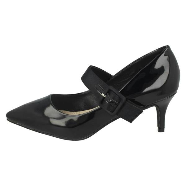 Spot On Ladies Spot On Chunky Buckle Strap Court Shoes F90059