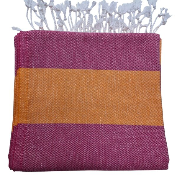 Cotton and Olive Olympos Cotton Hammam Towel - Fuchsia and Orange