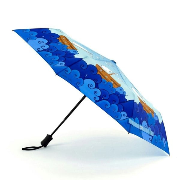 Laura Wall Boats Ladies Folding Umbrella Side View