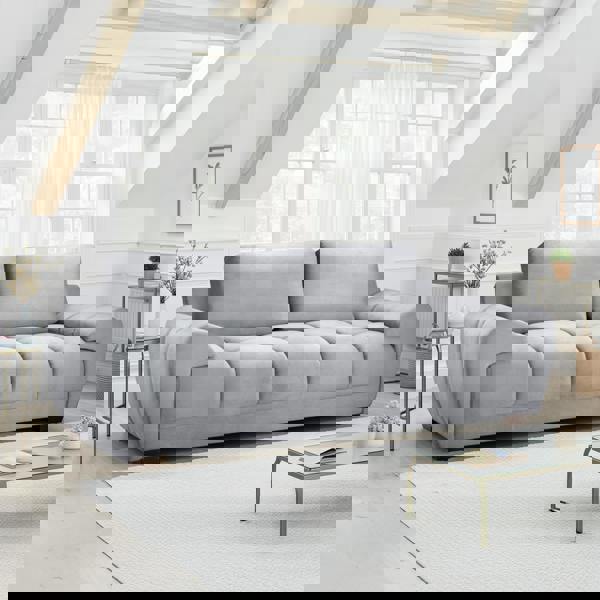 Furnishings For Less Zura Plush Velvet Large 3 Seater Sofa | Cream, Grey or Mocha