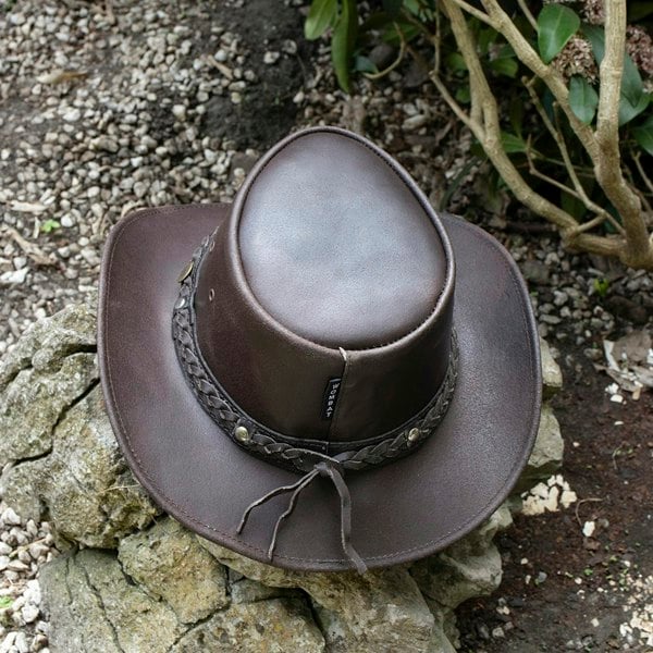 Wombat Leather Wombat Outback Hat - Brown Leather Hat