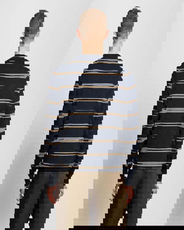 Lyle & Scott Cotton Striped Mens Crew Neck Jumper - Z271 Dark Navy