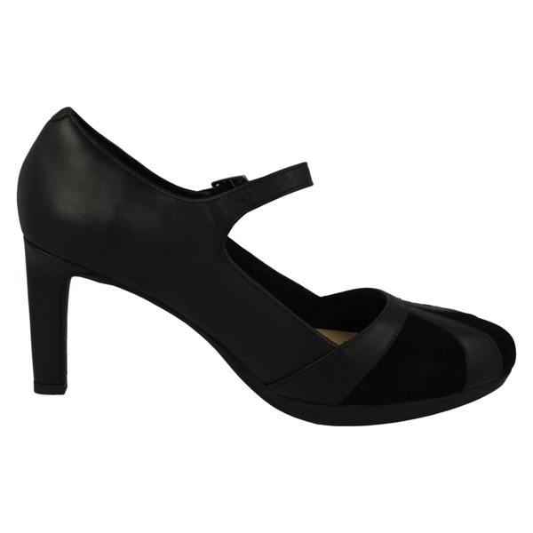 Clarks Womens Clarks Heeled Court Shoe With Buckle Ambyr Light